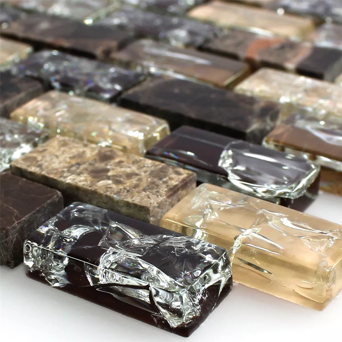 Mønster fra Mosaikkfliser Glass Naturstein Bricks Dark Emperador