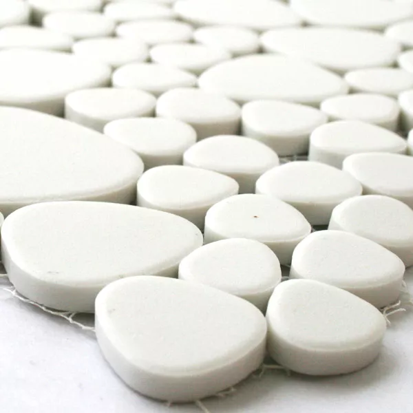 Keramisk Mosaikk Fliser Elvestein Optikk Moorland Hvit Glitrende Keramisk Mosaikk Fliser Elvestein Optikk Moorland Hvit Glitrende