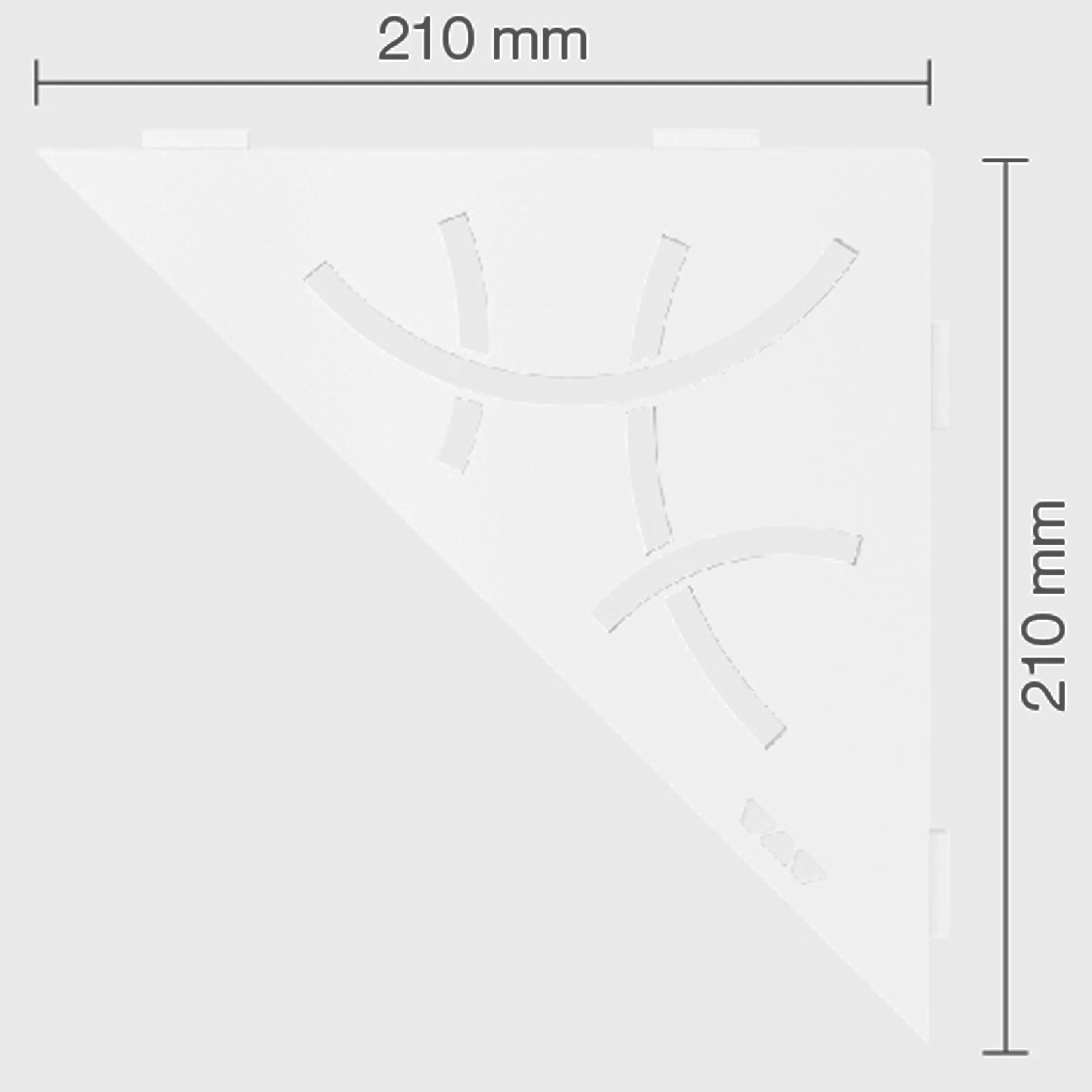 Schlüter vegghylle trekant 21x21cm Curve briljant hvit matt