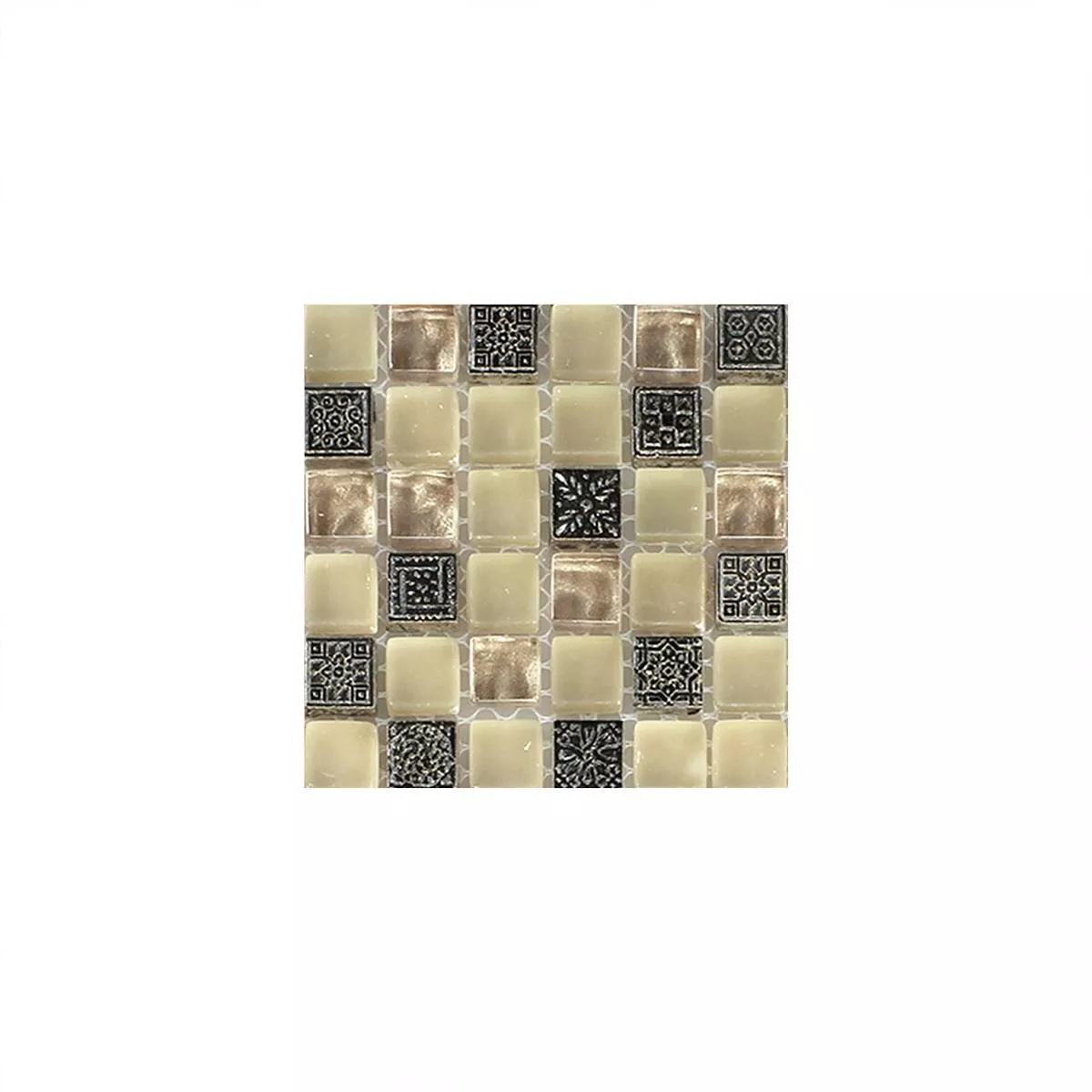 Mønster fra Mosaikkfliser Glass Naturstein Ornament Beige Mix