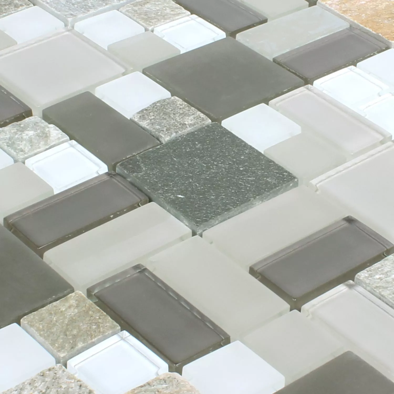 Mosaikkfliser Apollo Naturstein Glassblanding Brun Hvit