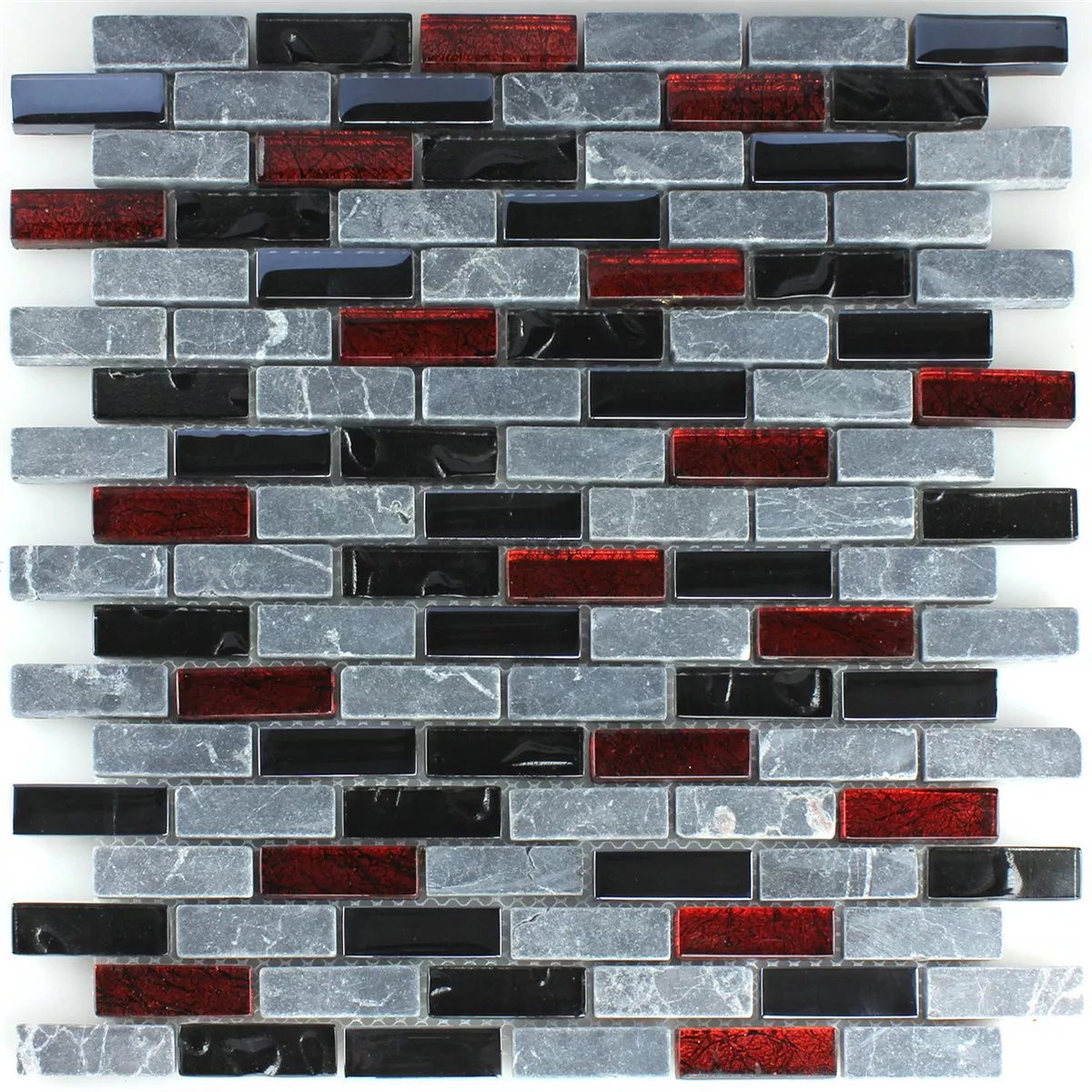 Mosaikkfliser Glass Marmor Naturstein Svart Mix