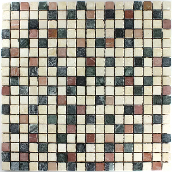 Mosaikkfliser Marmor Farget Mix 15x15x7mm