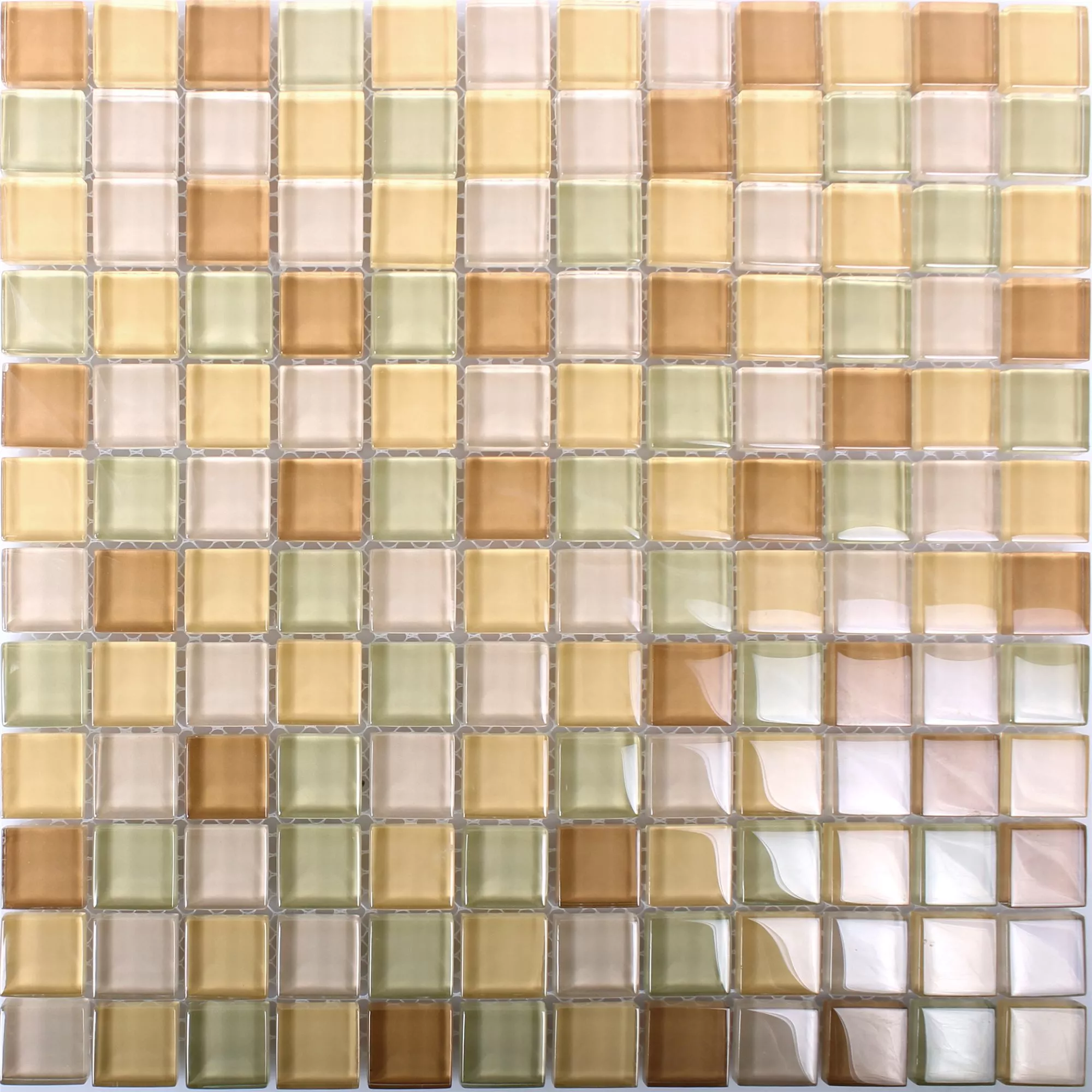 Glass Mosaikk Fliser 23x23x8mm Beige Mix