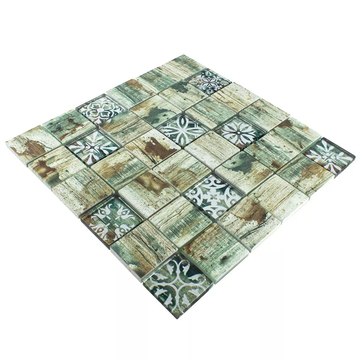 Glass Mosaikk Fliser Tre Utseende Township Beige Brun Q48