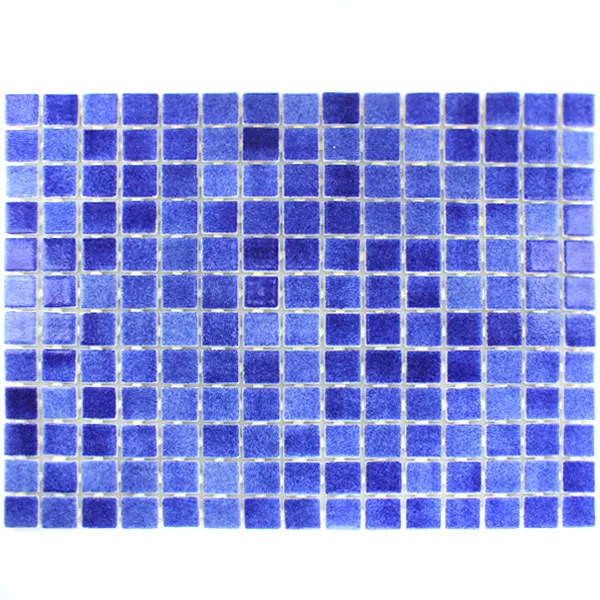 Glass Svømmebasseng Mosaikk 25x25x4mm Mørke Blå Mix