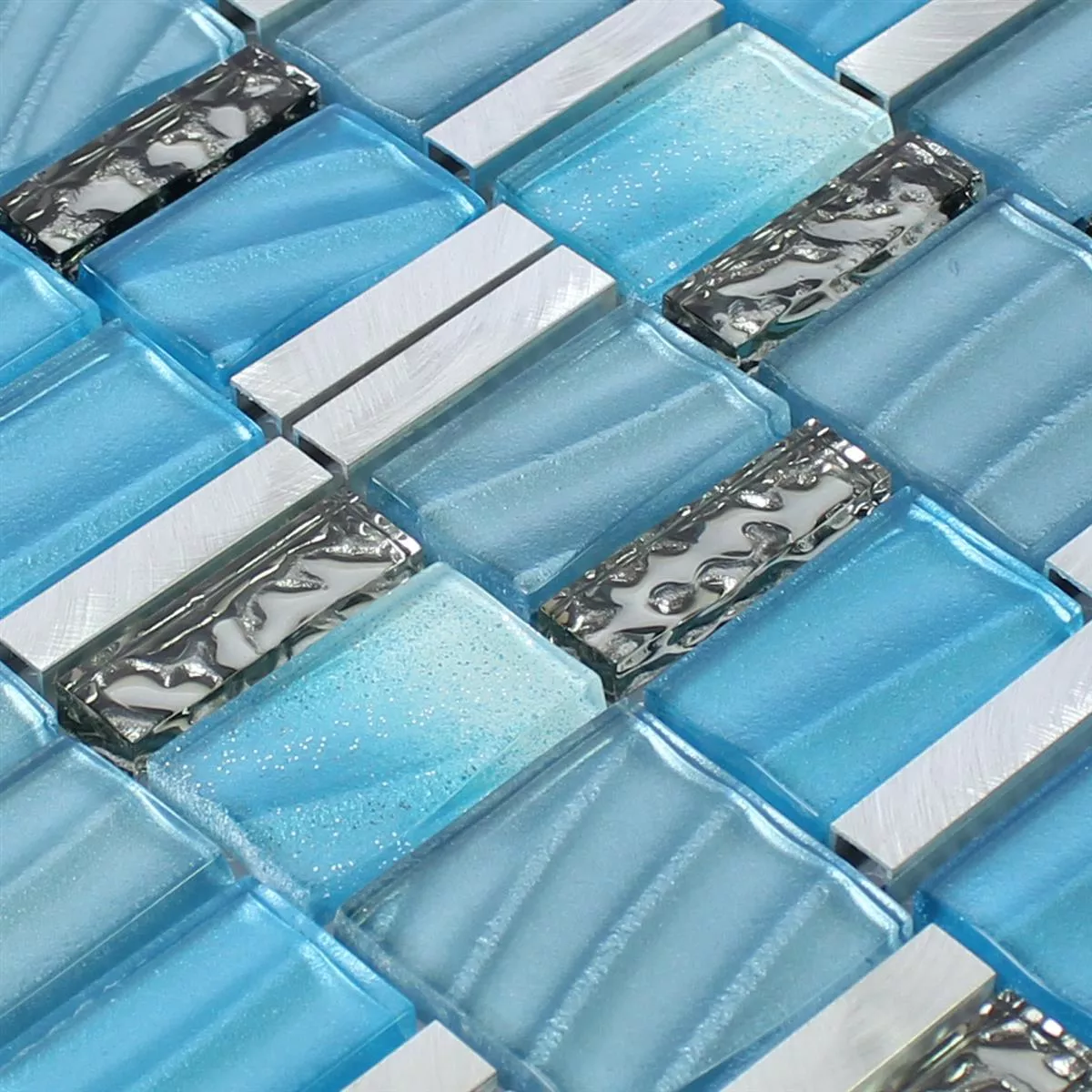 Mosaikkfliser Glass Aluminium Blå Sølv Mix